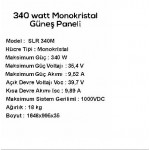 SOLAR PANEL 340 WATT MONOKRİSTAL